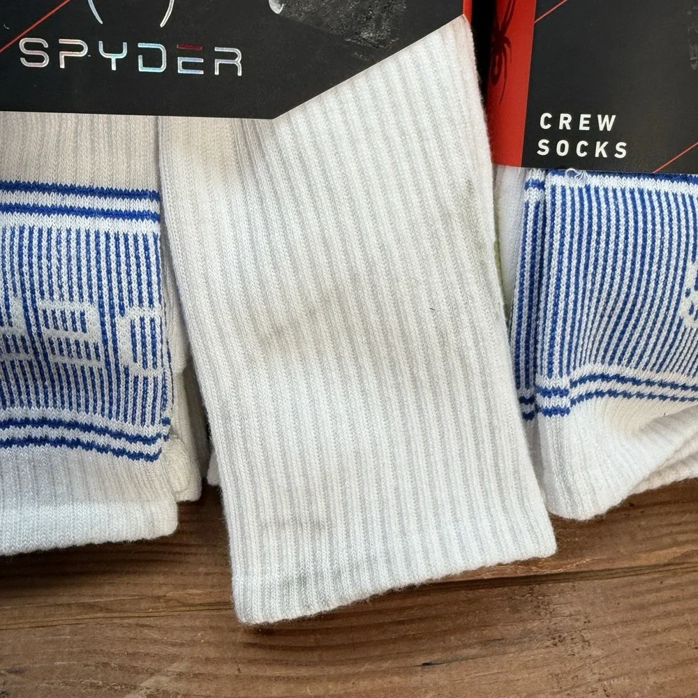 Spyder Socks Mens 6-12 Multicolor Crew Sock Polyester Spandex 12 Pairs Brand New